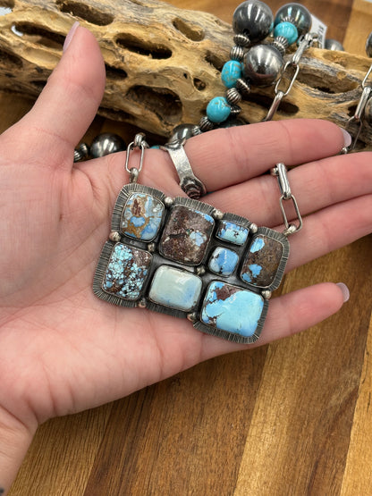 Golden Hills Cluster Bar Necklace by Lyle Piasso, Navajo