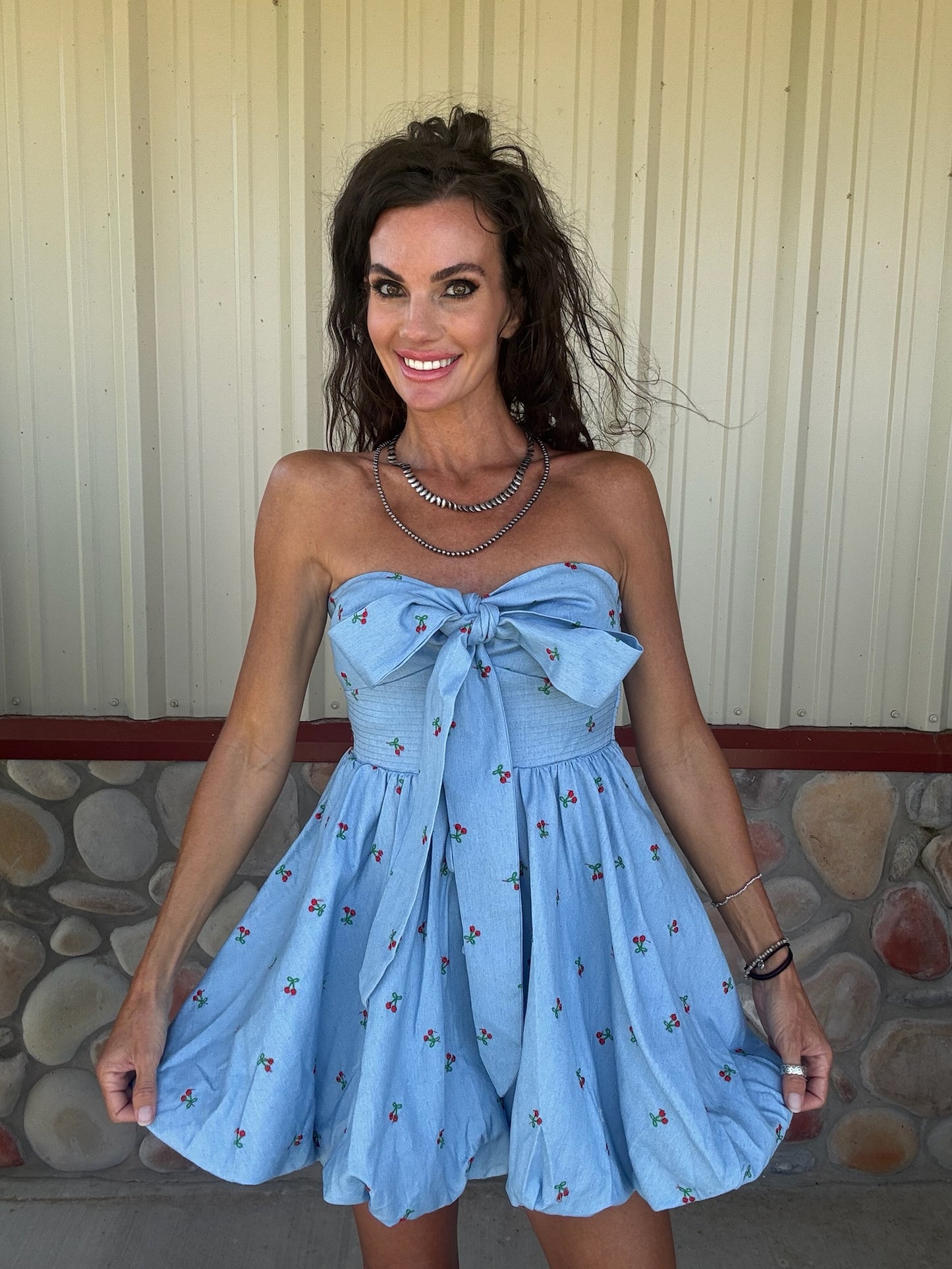 Cherry Bubble Mini Dress