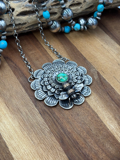 Sonoran Gold Bee Necklace by Russel Sam, Navajo