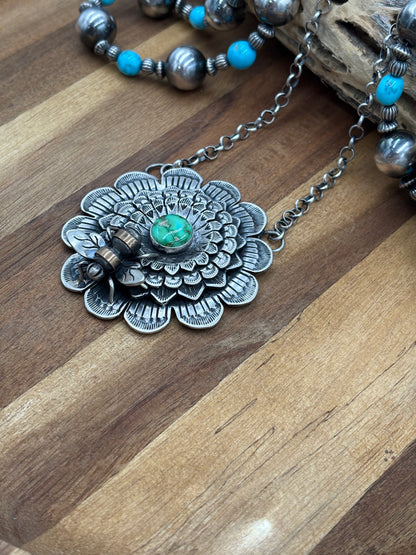 Sonoran Gold Bee Necklace by Russel Sam, Navajo