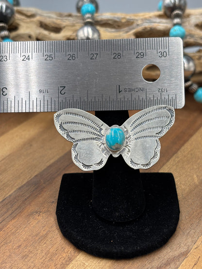 Turquoise #922-29C Butterfly Adjustable Ring by Rick Enriquez, Navajo