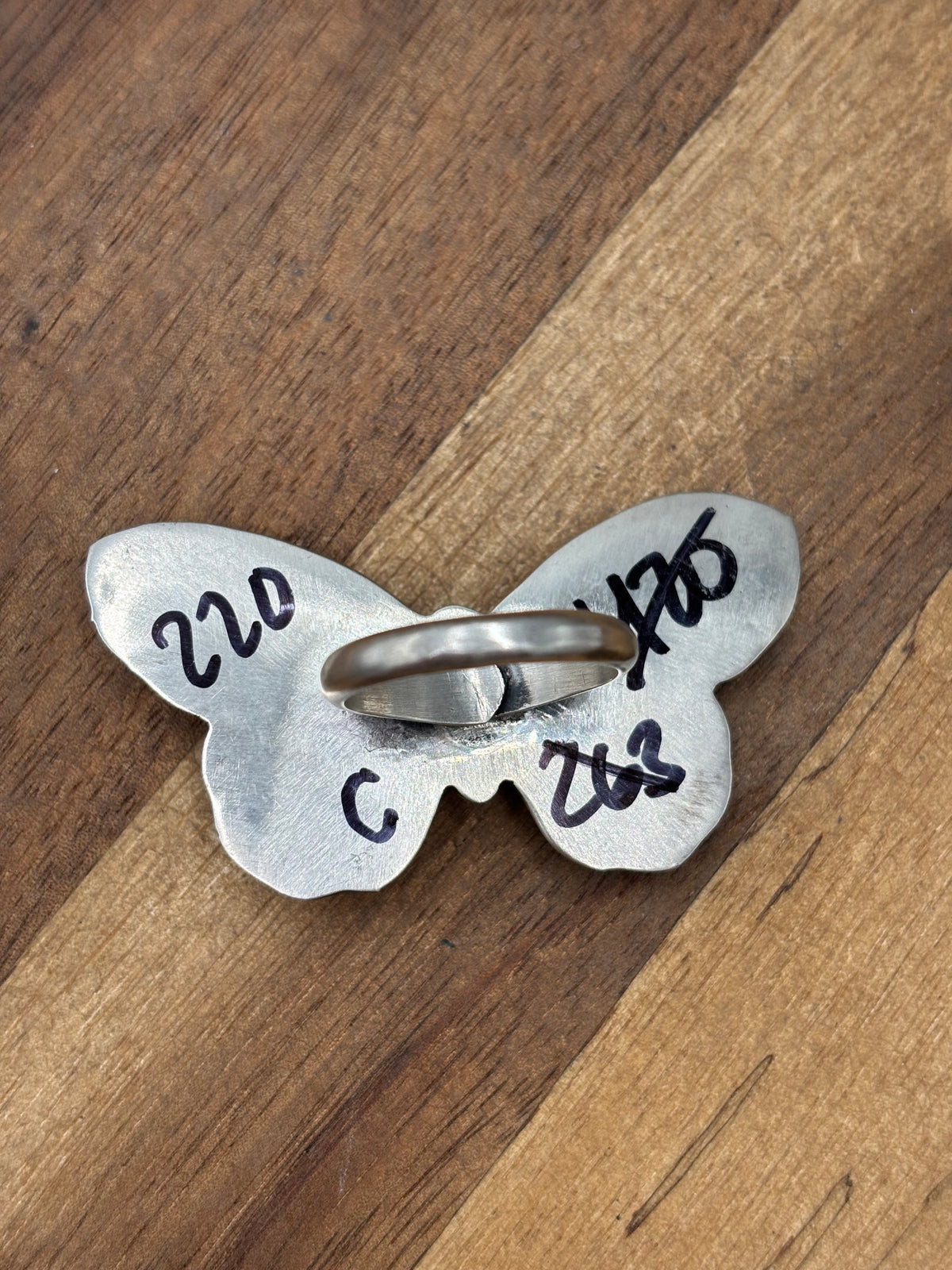 Turquoise #922-29C Butterfly Adjustable Ring by Rick Enriquez, Navajo