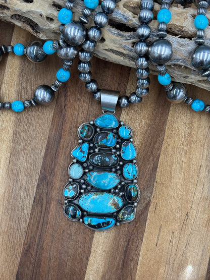 Mixed Turquoise Cluster Pendant by Ella Peters