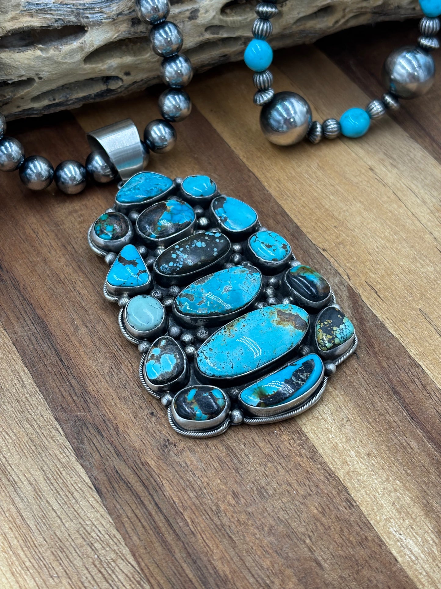 Mixed Turquoise Cluster Pendant by Ella Peters
