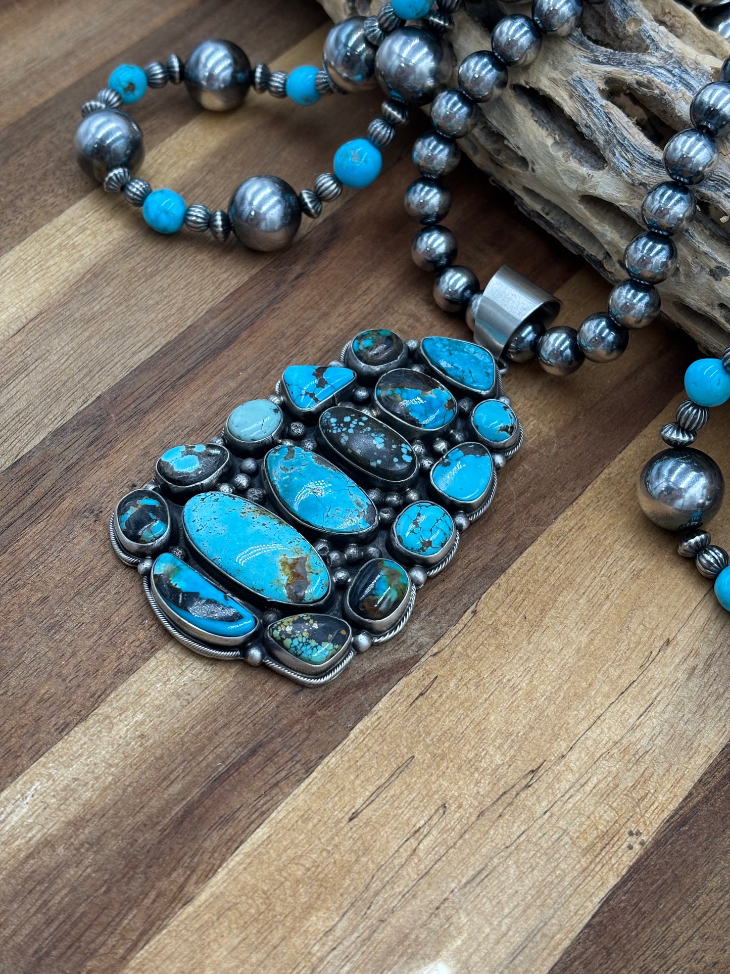 Mixed Turquoise Cluster Pendant by Ella Peters