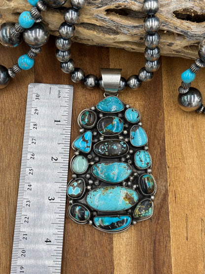 Mixed Turquoise Cluster Pendant by Ella Peters