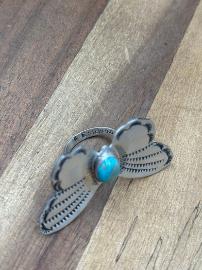 Turquoise #922-29C Butterfly Adjustable Ring by Rick Enriquez, Navajo
