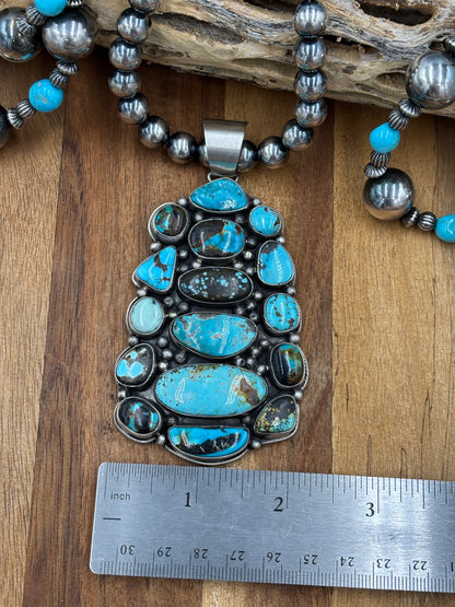 Mixed Turquoise Cluster Pendant by Ella Peters
