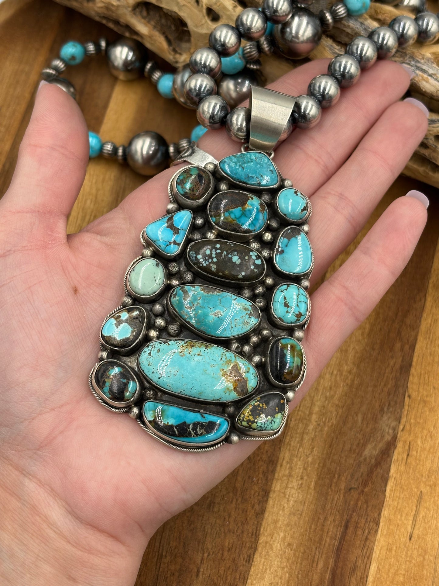 Mixed Turquoise Cluster Pendant by Ella Peters