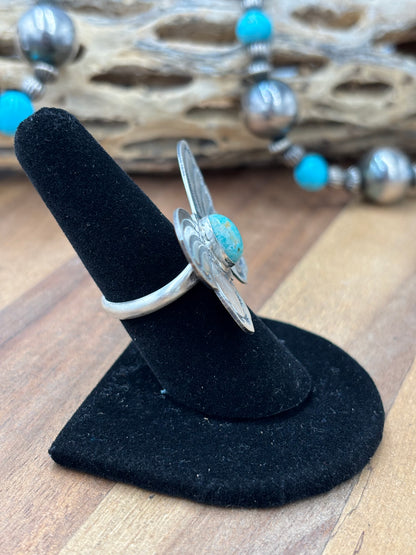 Turquoise #922-29E Butterfly Adjustable Ring by Rick Enriquez, Navajo