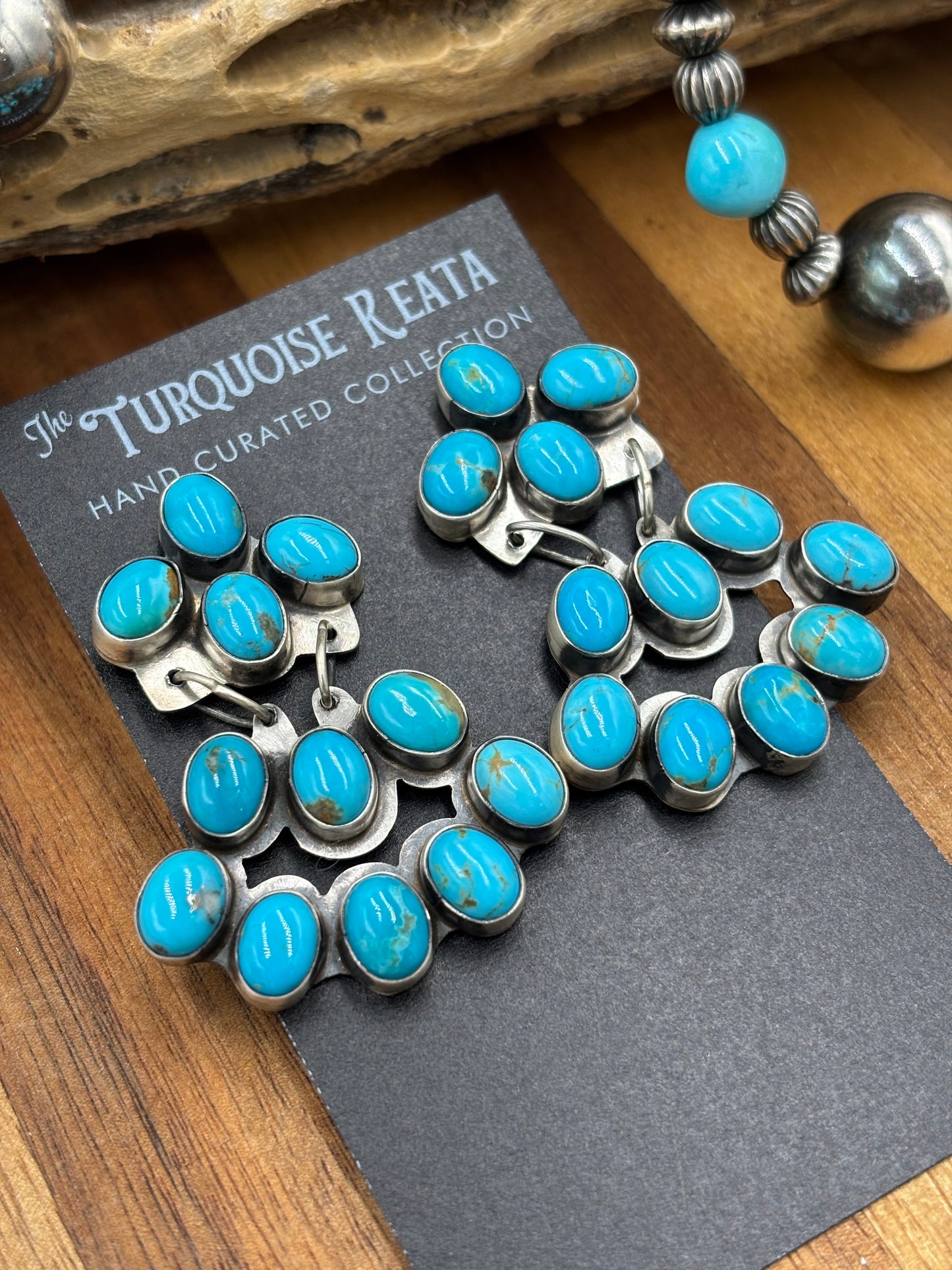 Turquoise Chandelier Earrings by J. Begay, Navajo