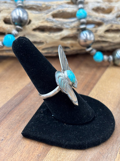Turquoise #922-29F Butterfly Adjustable Ring by Rick Enriquez, Navajo