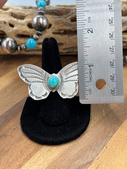 Turquoise #922-29F Butterfly Adjustable Ring by Rick Enriquez, Navajo