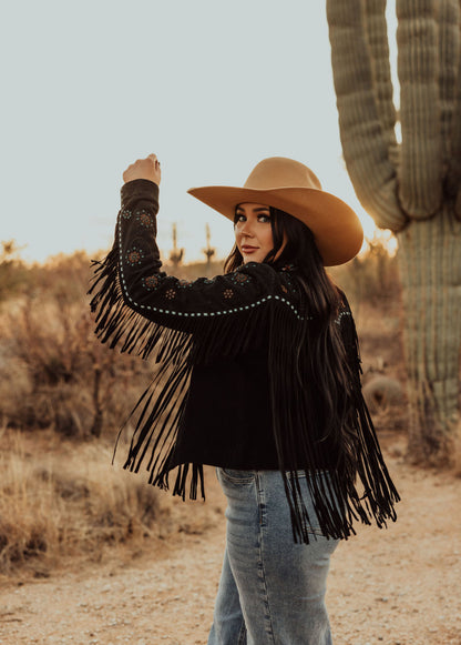 Scully Black Beaded Flowers Jacket