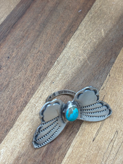 Turquoise #922-29F Butterfly Adjustable Ring by Rick Enriquez, Navajo