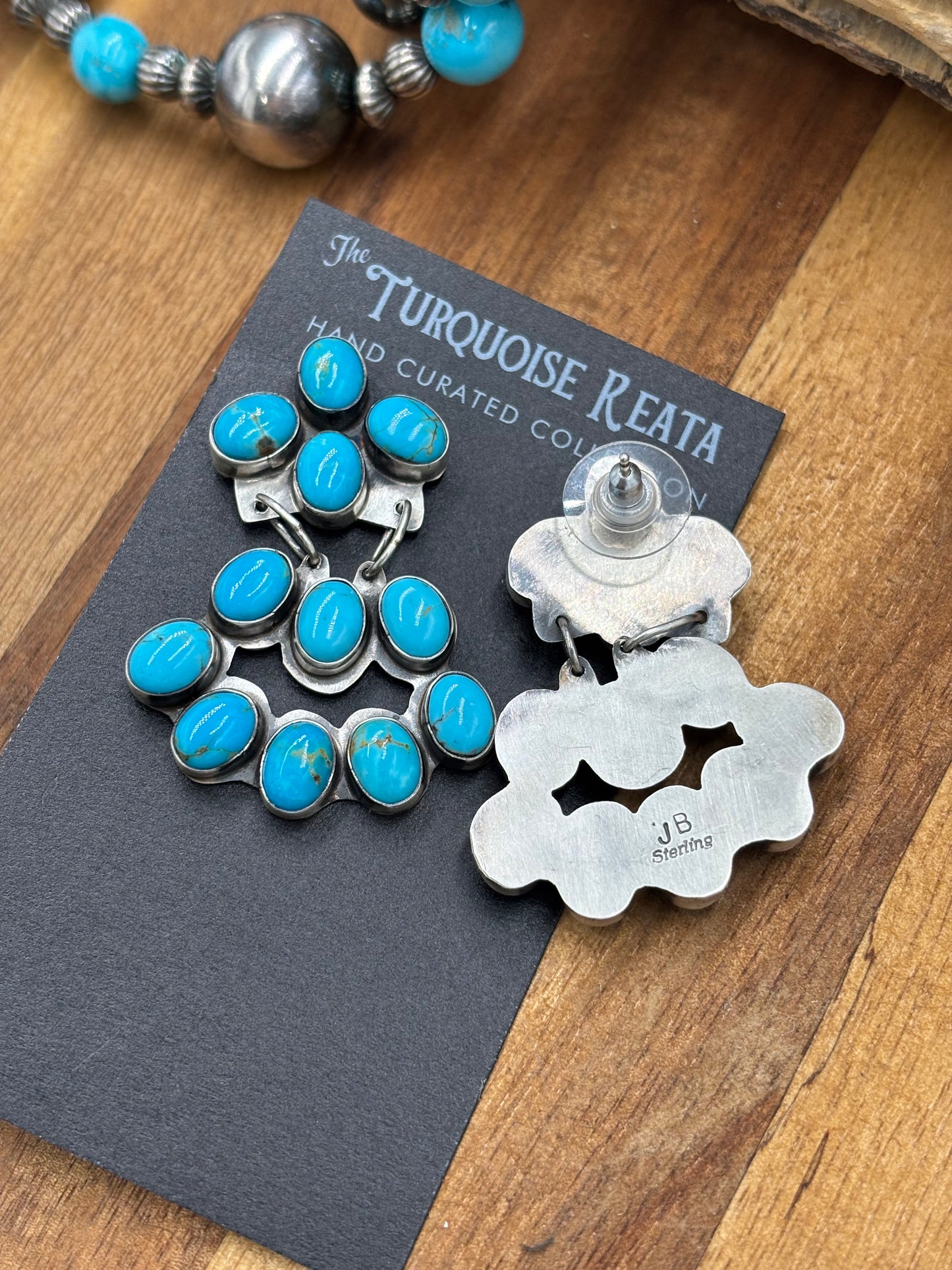 Turquoise Chandelier Earrings by J. Begay, Navajo