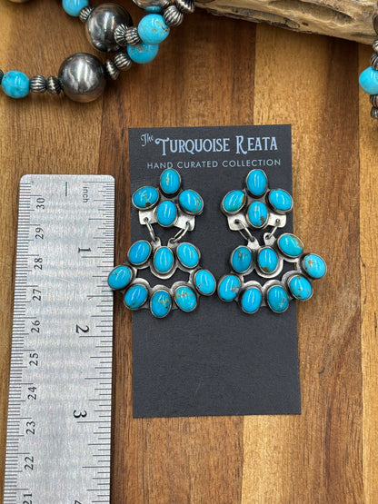 Turquoise Chandelier Earrings by J. Begay, Navajo