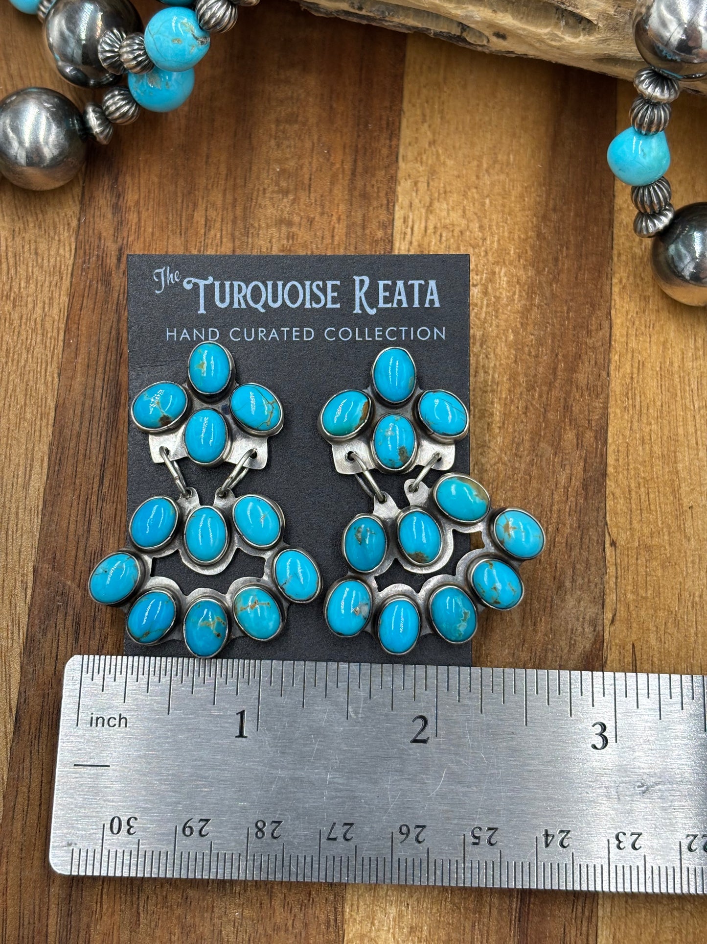 Turquoise Chandelier Earrings by J. Begay, Navajo