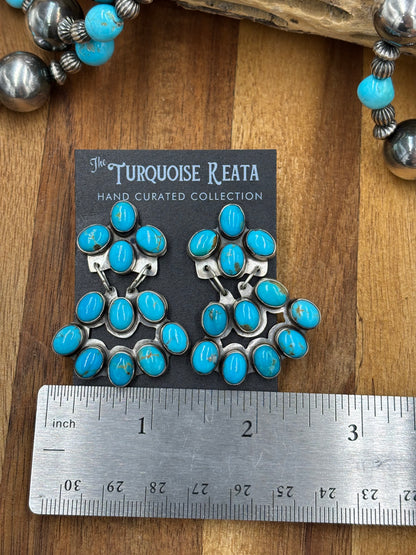 Turquoise Chandelier Earrings by J. Begay, Navajo
