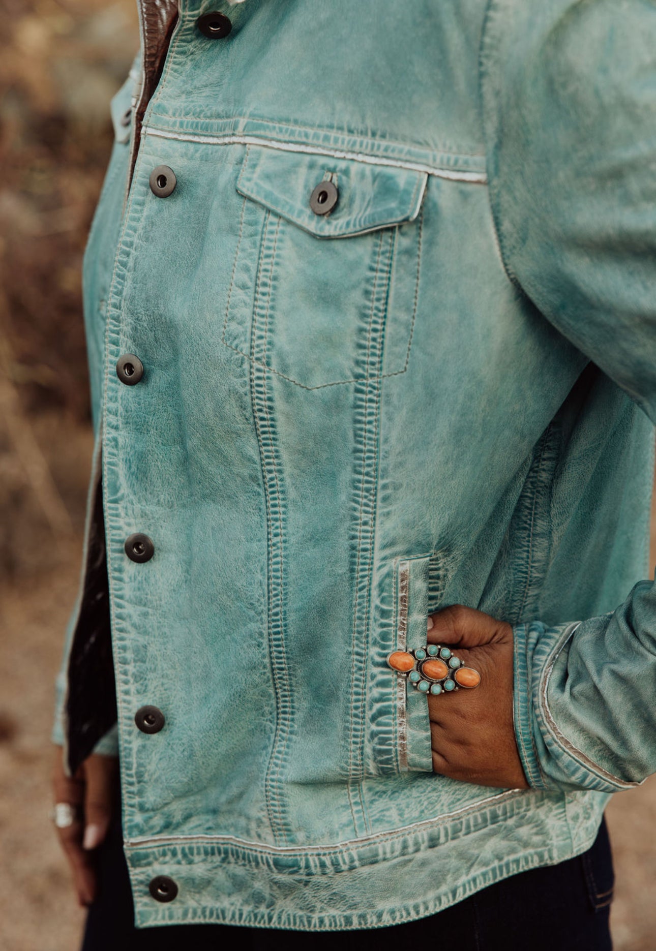 Scully Turquoise Leather Jacket #L1041