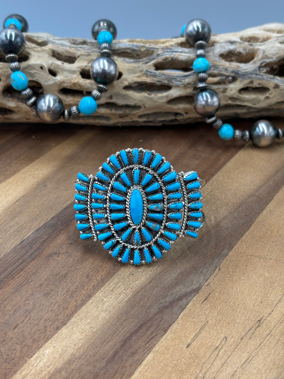 Turquoise Cluster Cuff #922-31B by Davina Benally, Navajo