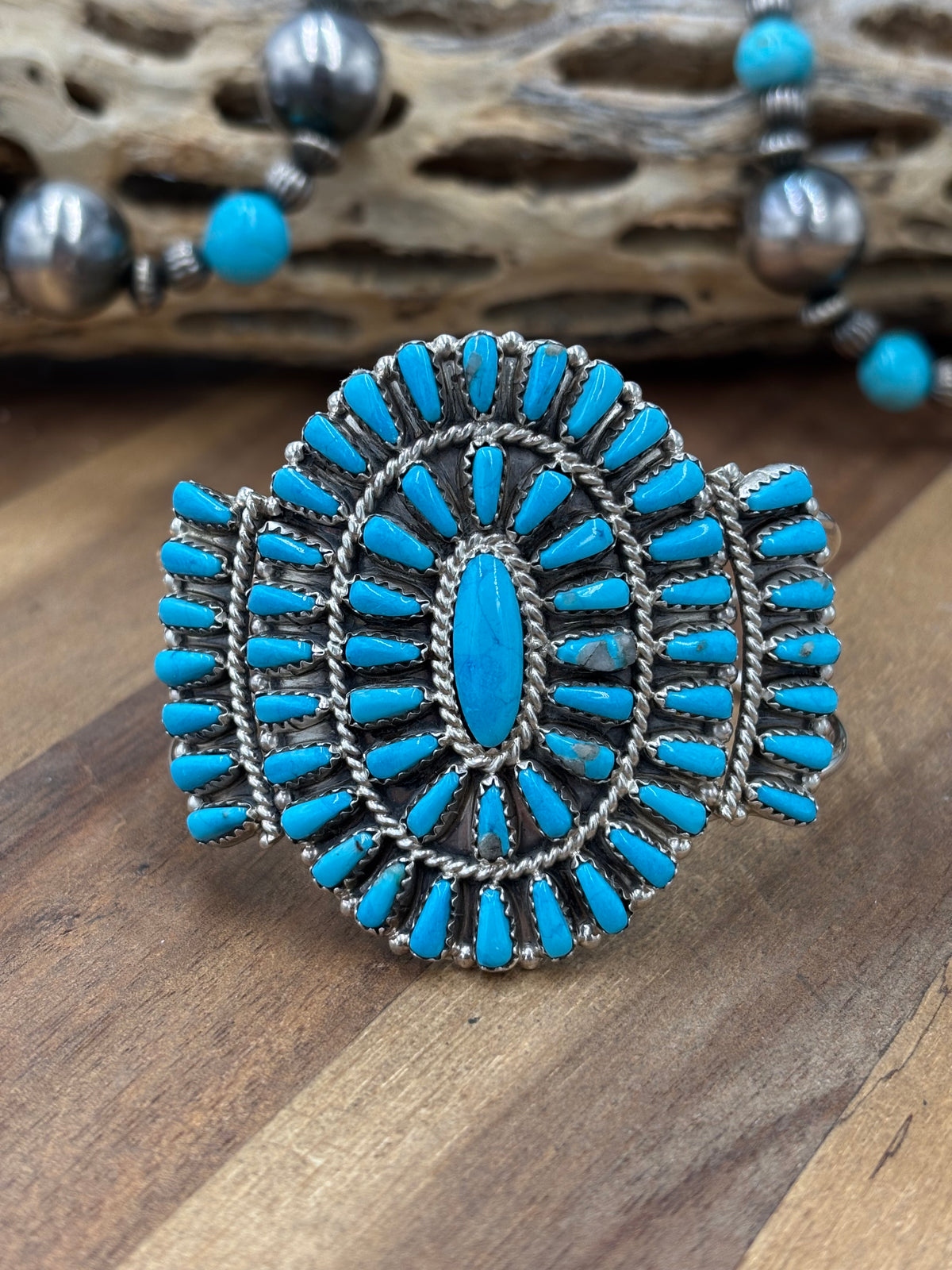 Turquoise Cluster Cuff #922-31B by Davina Benally, Navajo