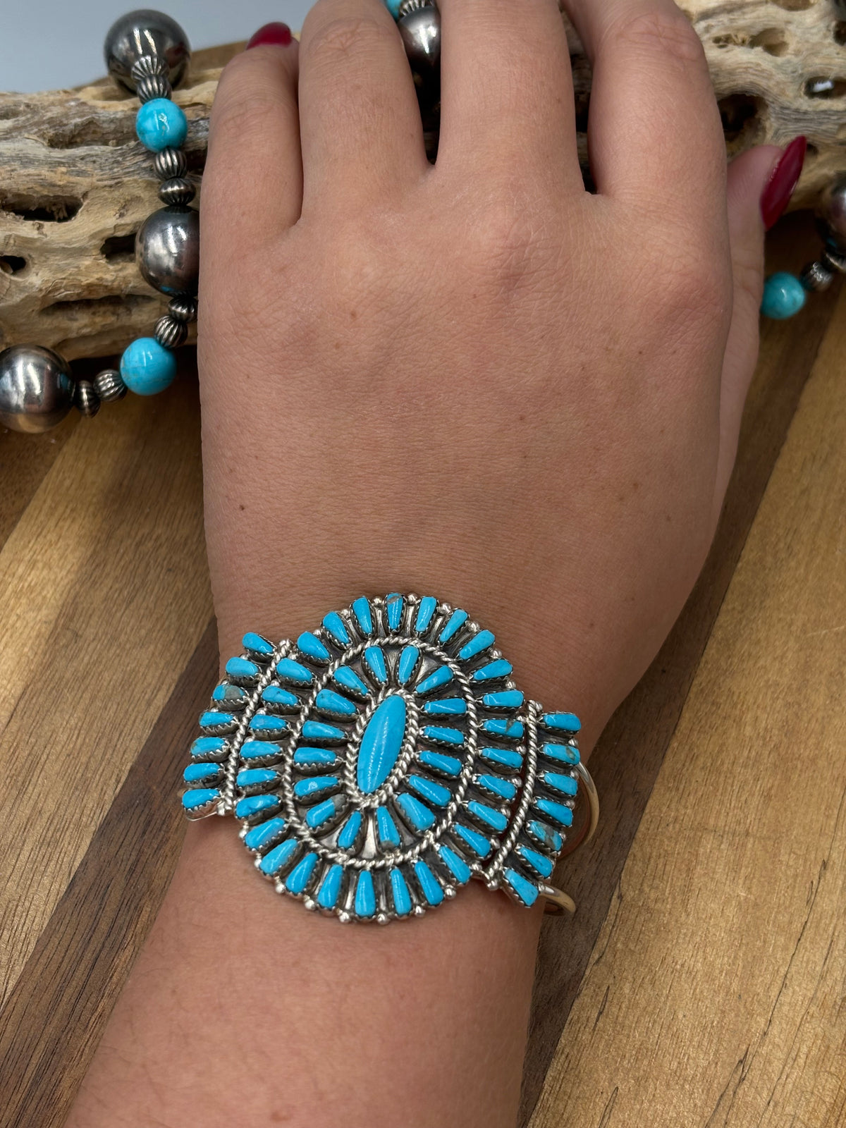 Turquoise Cluster Cuff #922-31A by Davina Benally, Navajo