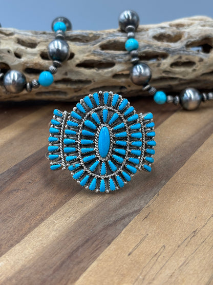 Turquoise Cluster Cuff #922-31C by Davina Benally, Navajo