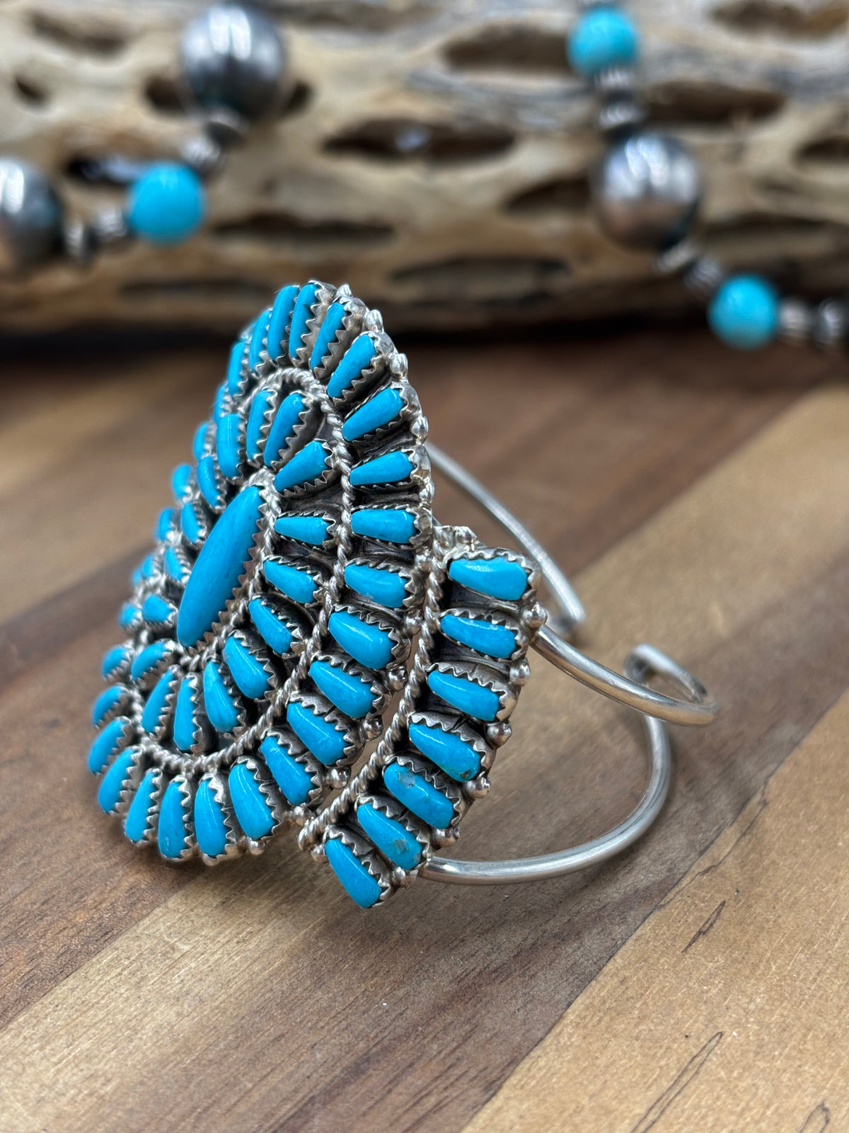 Turquoise Cluster Cuff #922-31C by Davina Benally, Navajo