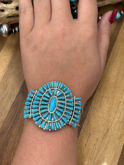Turquoise Cluster Cuff #922-31C by Davina Benally, Navajo