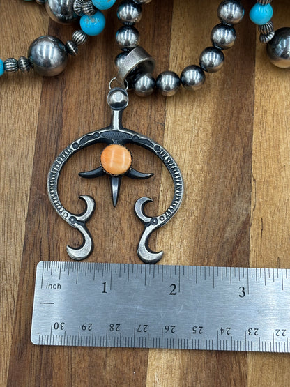 Orange Spiny Naja Pendant by Eva & L Billah, Navajo