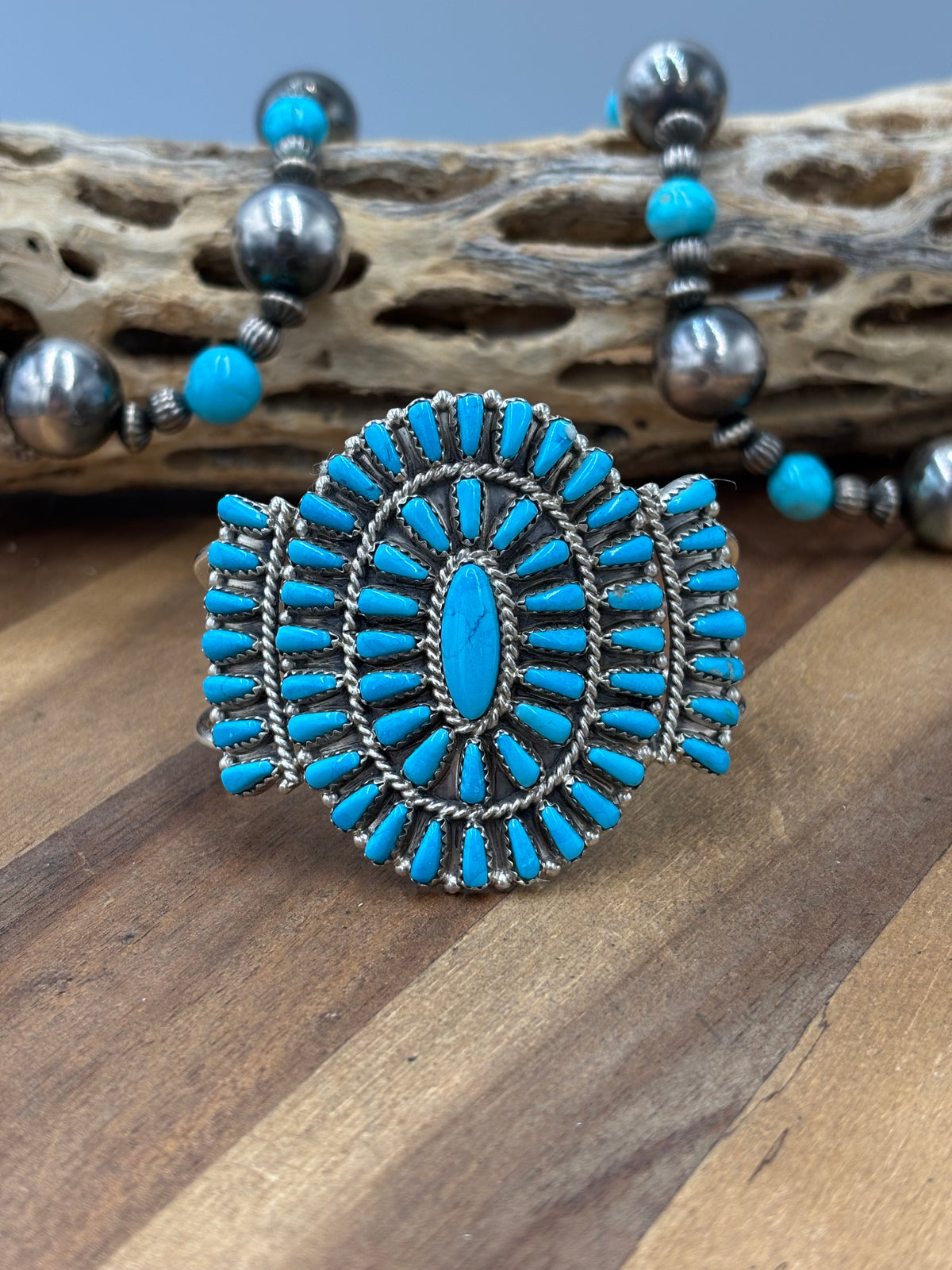 Turquoise Cluster Cuff #922-31E by Davina Benally, Navajo