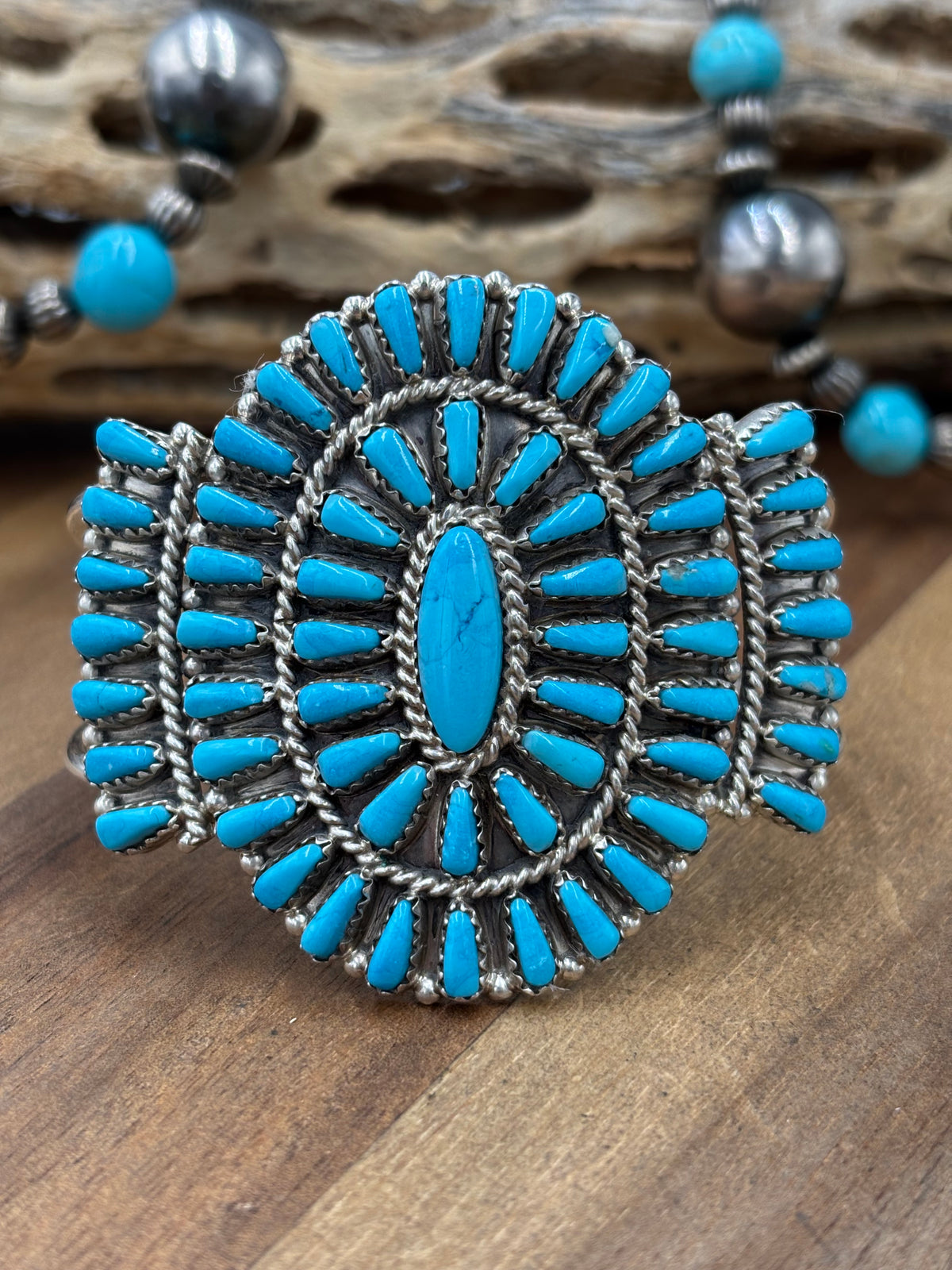 Turquoise Cluster Cuff #922-31E by Davina Benally, Navajo