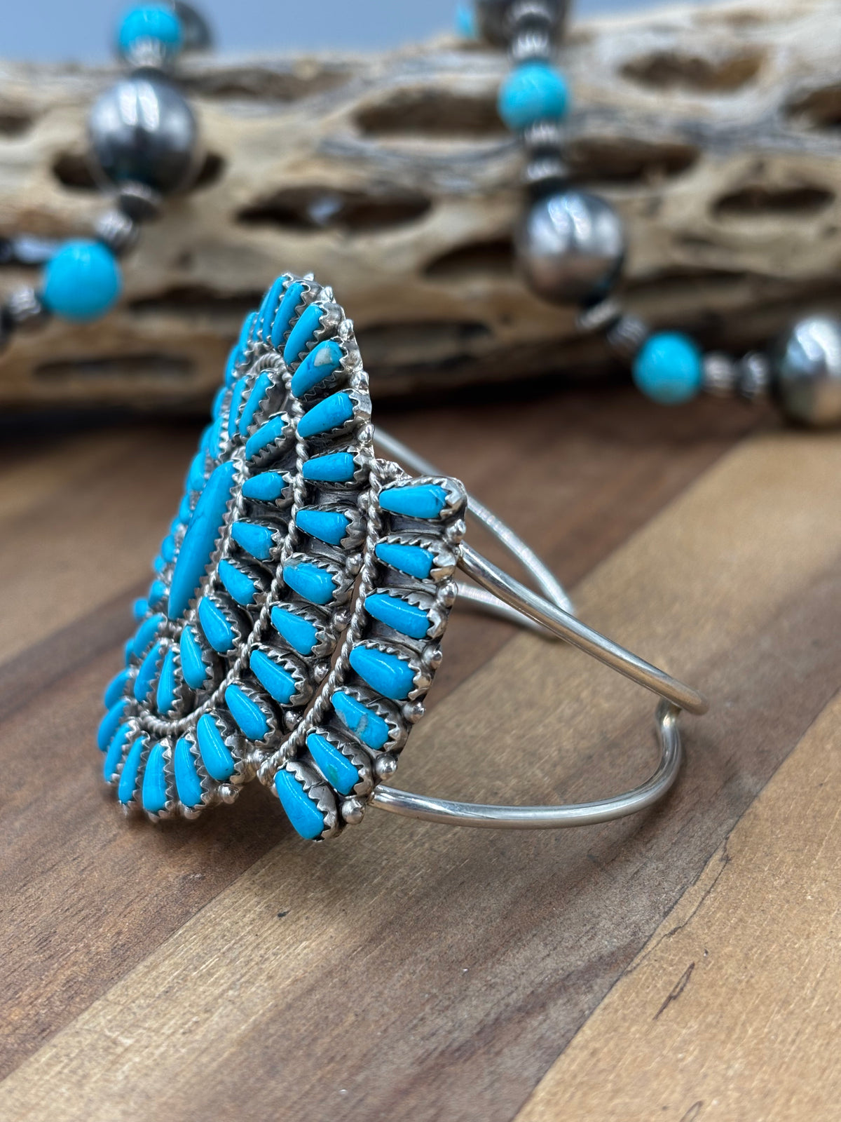 Turquoise Cluster Cuff #922-31E by Davina Benally, Navajo