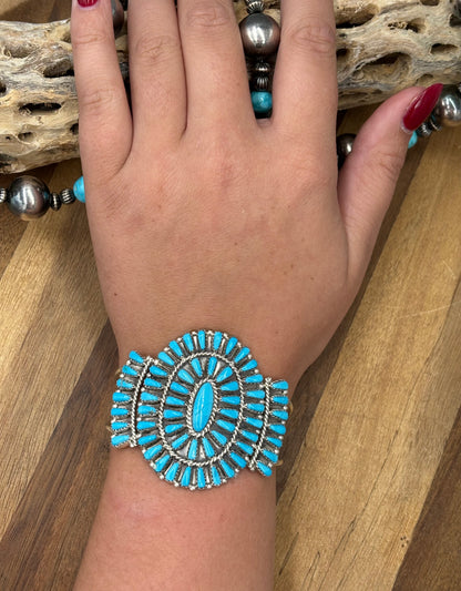 Turquoise Cluster Cuff #922-31E by Davina Benally, Navajo