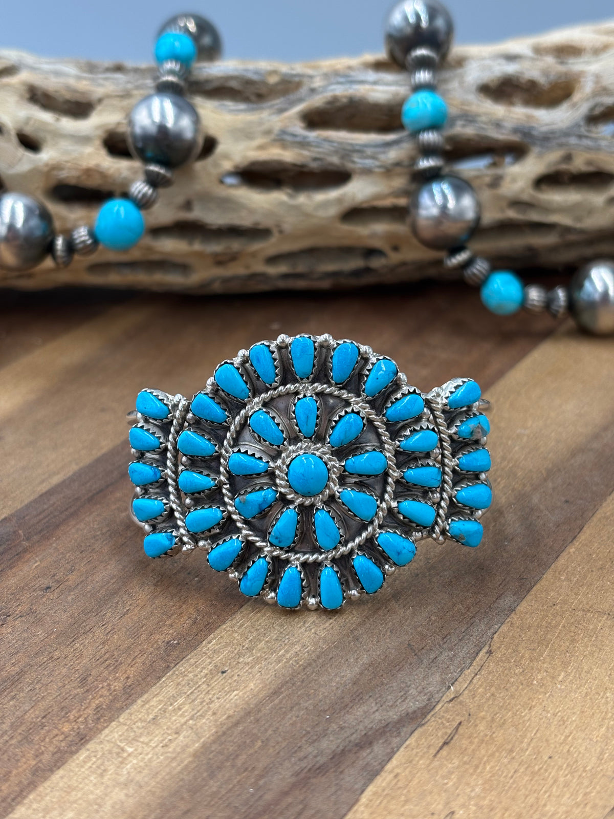Turquoise Cluster Cuff #922-32A by Davina Benally, Navajo