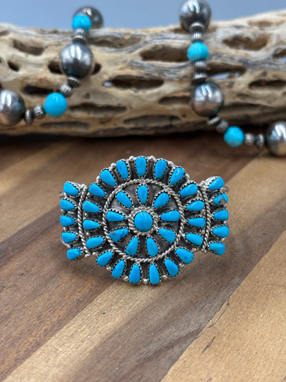 Turquoise Cluster Cuff #922-32A by Davina Benally, Navajo