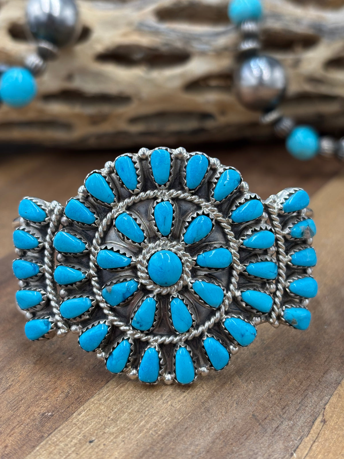 Turquoise Cluster Cuff #922-32A by Davina Benally, Navajo