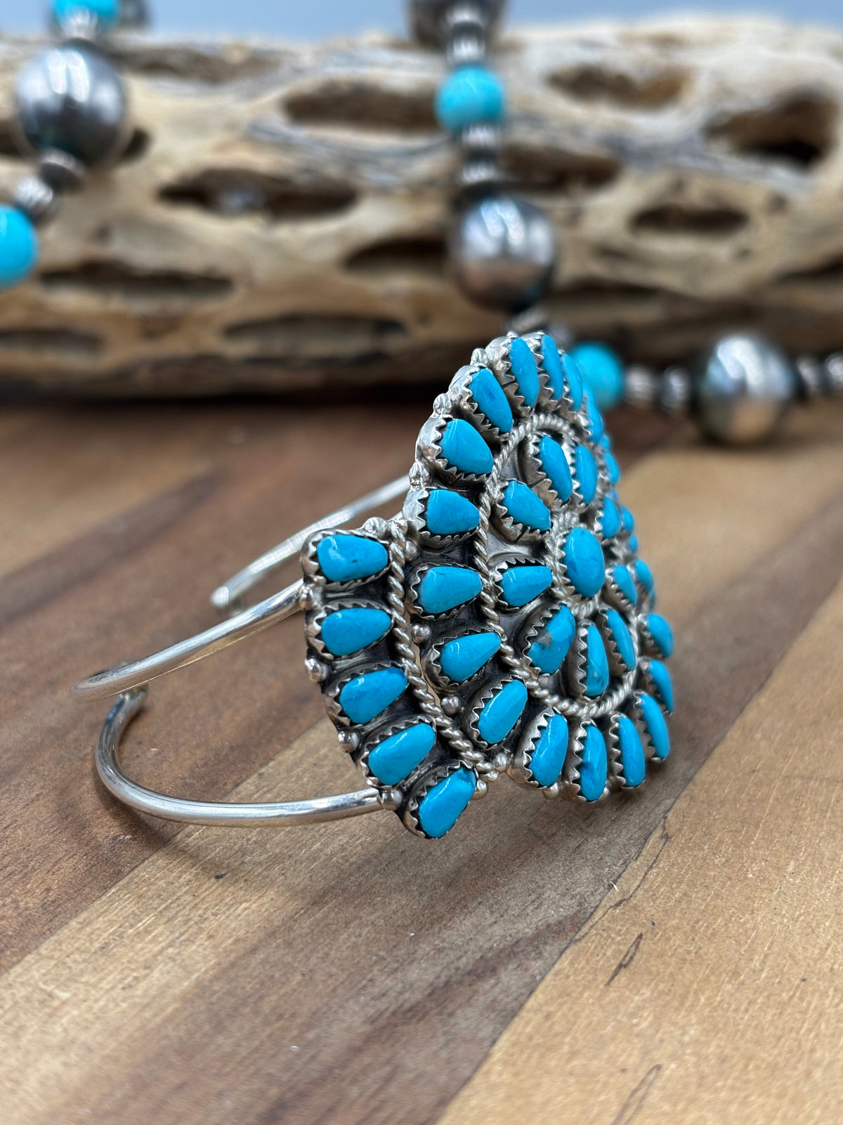 Turquoise Cluster Cuff #922-32A by Davina Benally, Navajo