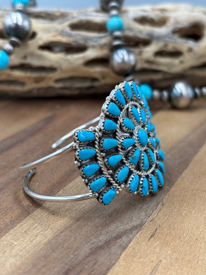 Turquoise Cluster Cuff #922-32A by Davina Benally, Navajo