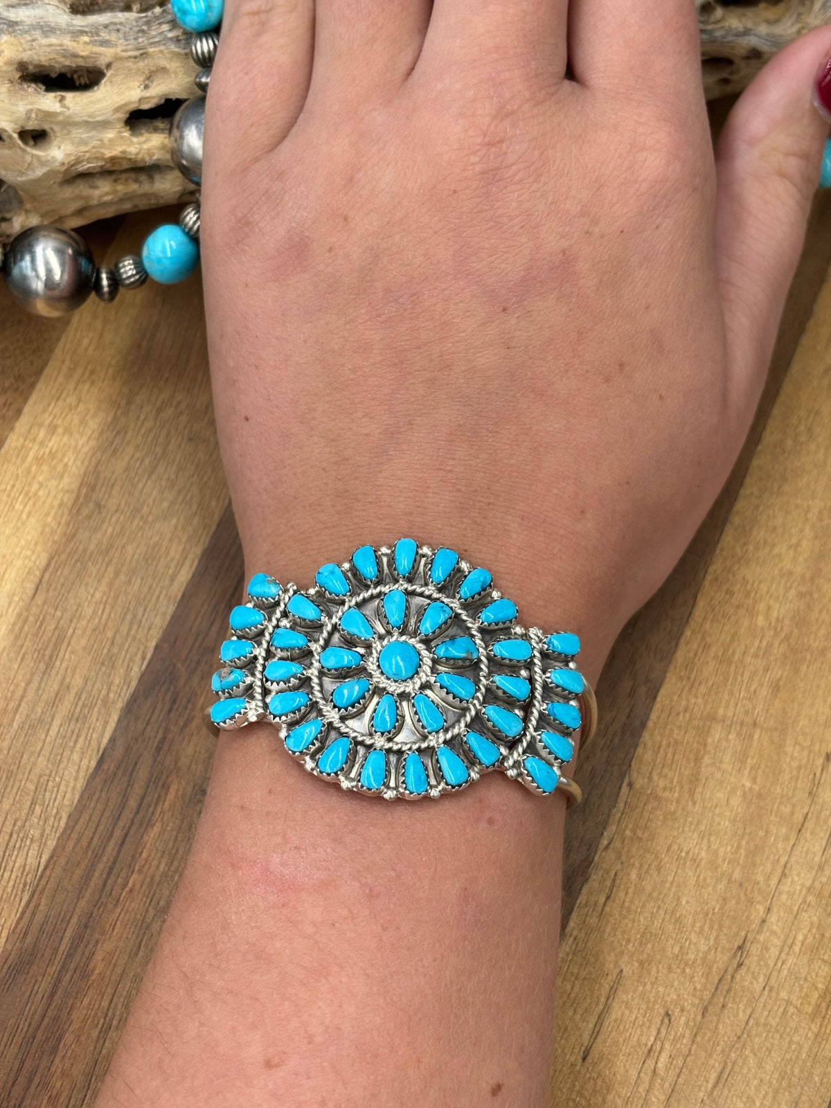 Turquoise Cluster Cuff #922-32A by Davina Benally, Navajo