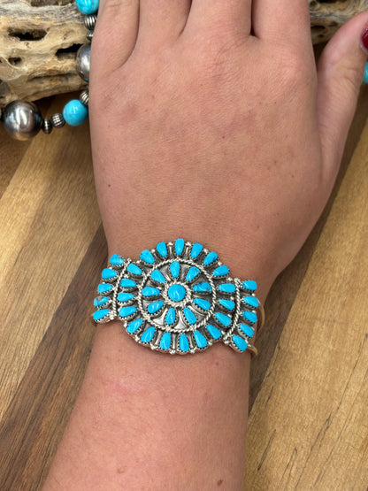 Turquoise Cluster Cuff #922-32A by Davina Benally, Navajo