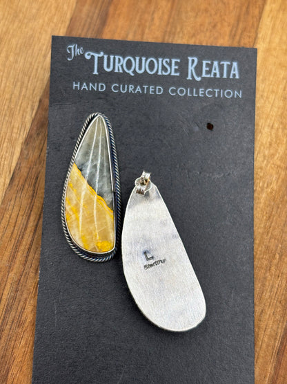 Bumble Bee Jasper Stud Earrings by L, Navajo