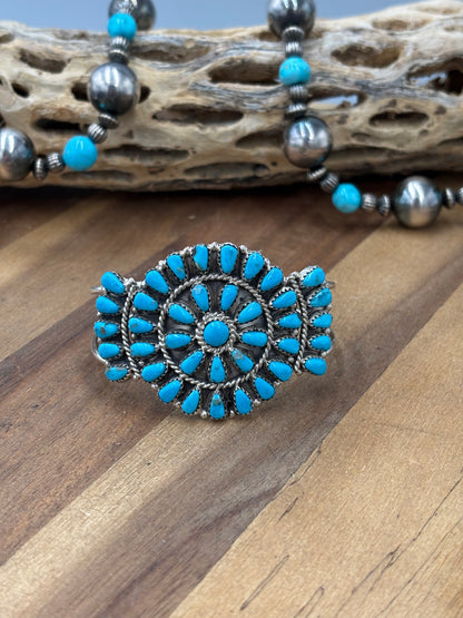 Turquoise Cluster Cuff #922-32B by Davina Benally, Navajo
