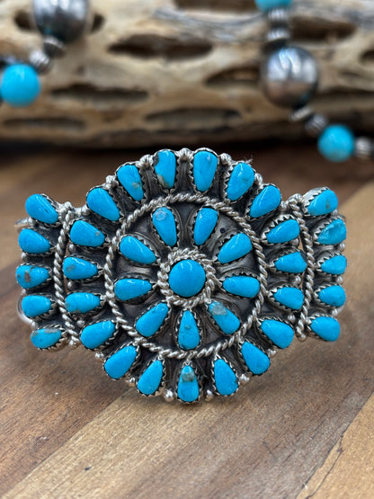 Turquoise Cluster Cuff #922-32B by Davina Benally, Navajo