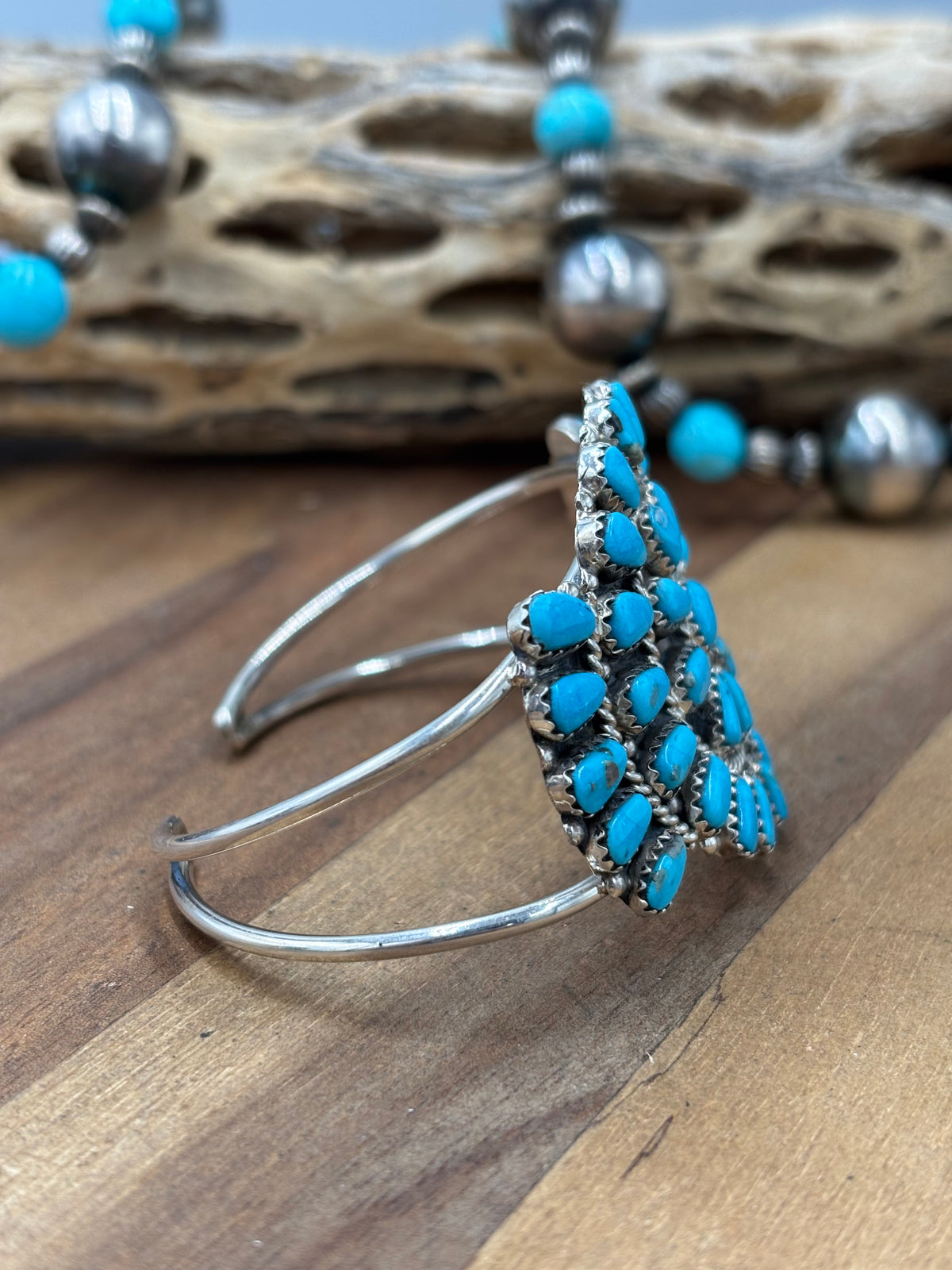 Turquoise Cluster Cuff #922-32B by Davina Benally, Navajo