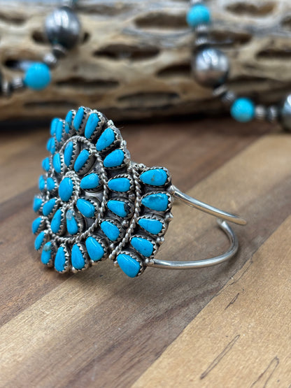 Turquoise Cluster Cuff #922-32B by Davina Benally, Navajo