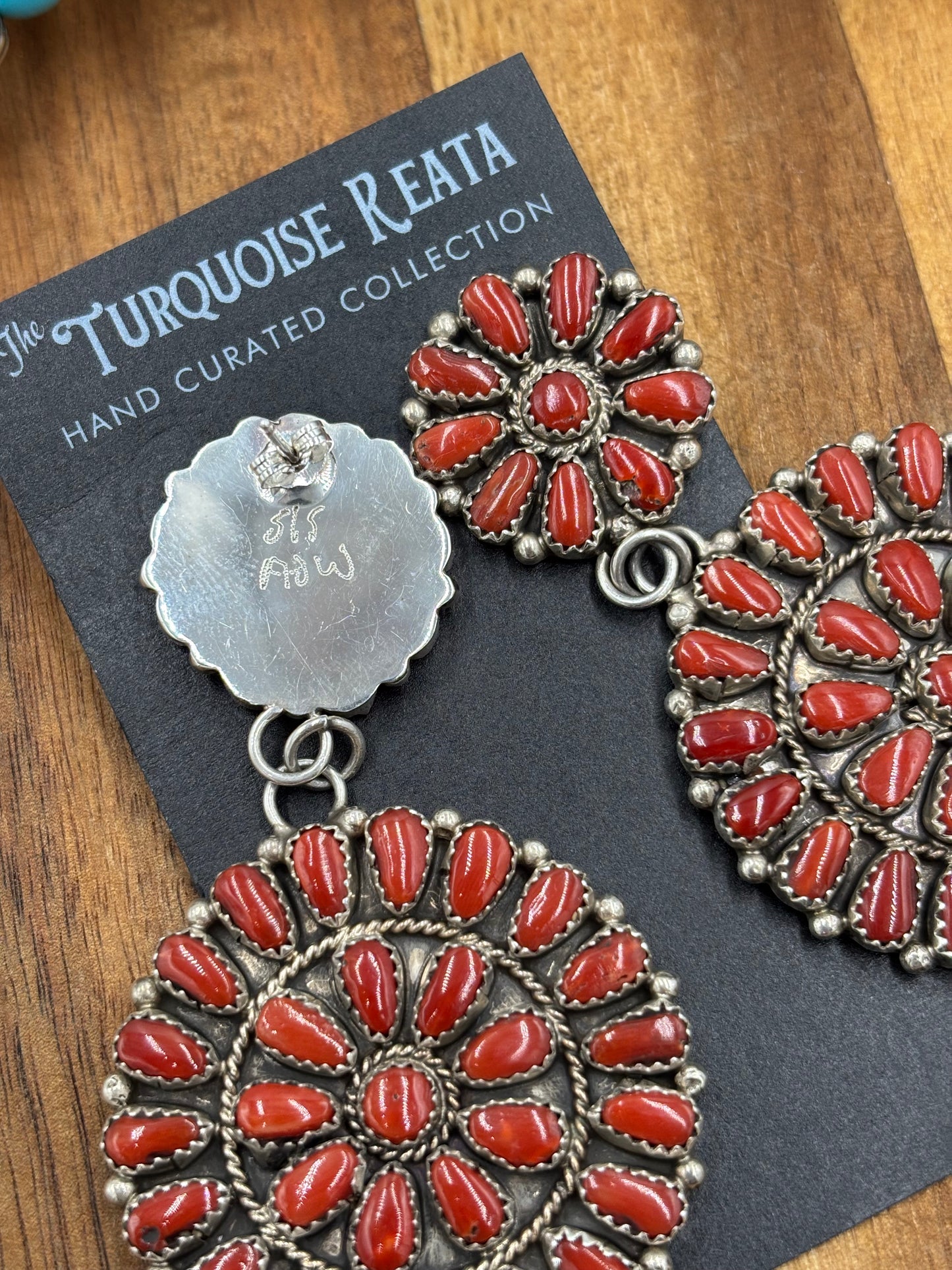 Coral Cluster Earrings by Arthur J Williams, Navajo