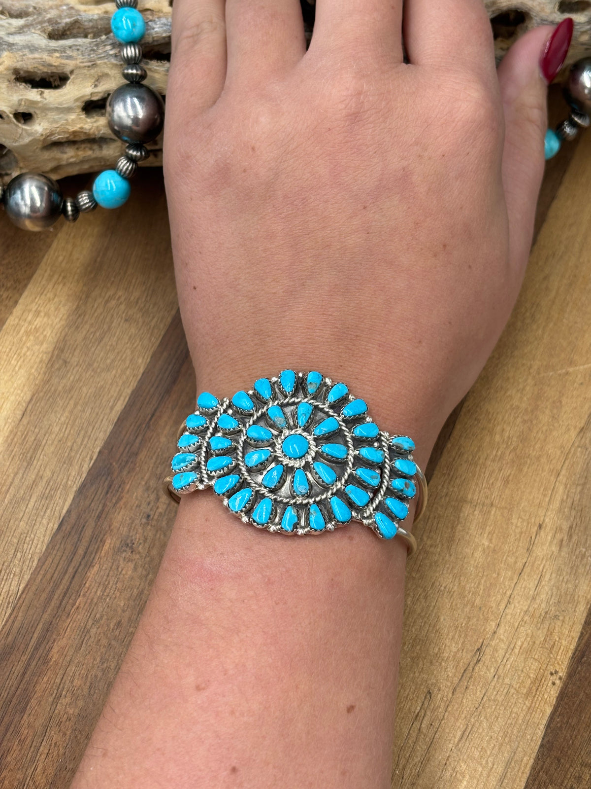 Turquoise Cluster Cuff #922-32B by Davina Benally, Navajo