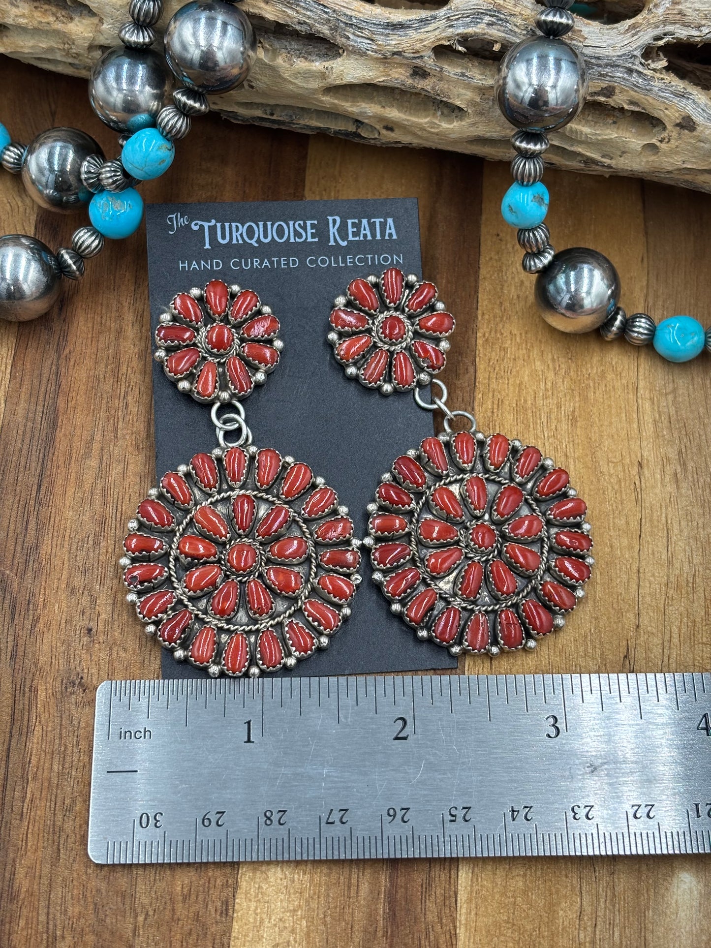 Coral Cluster Earrings by Arthur J Williams, Navajo